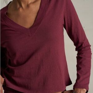Perfectwhitetee dark burgundy Fiona tee NWT